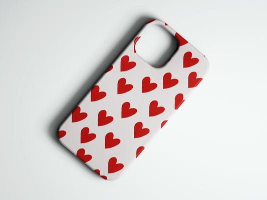 Big Hearts beyaz kalp desenli telefon kılıfı