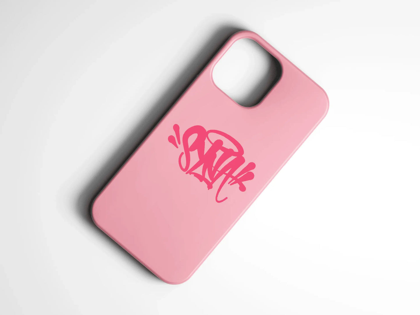 Pembe, grafiti desenli telefon kılıfı, modern ve şık koruyucu aksesuar