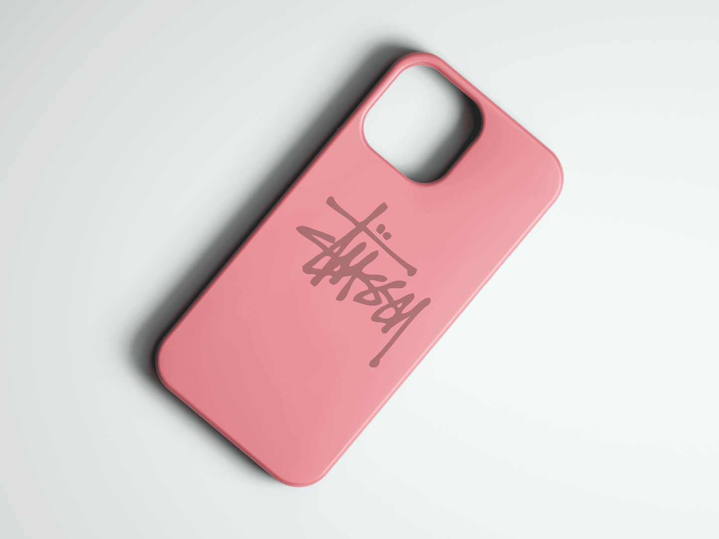 Pembe, yazı baskılı şık telefon kılıfı minimalist tasarım