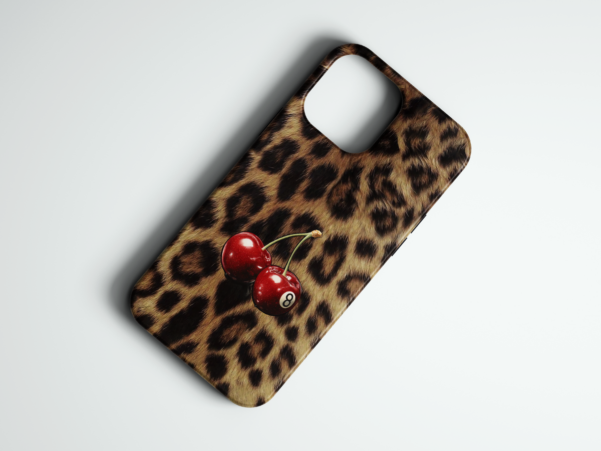 Cherry Leopard leopar desenli telefon kılıfı