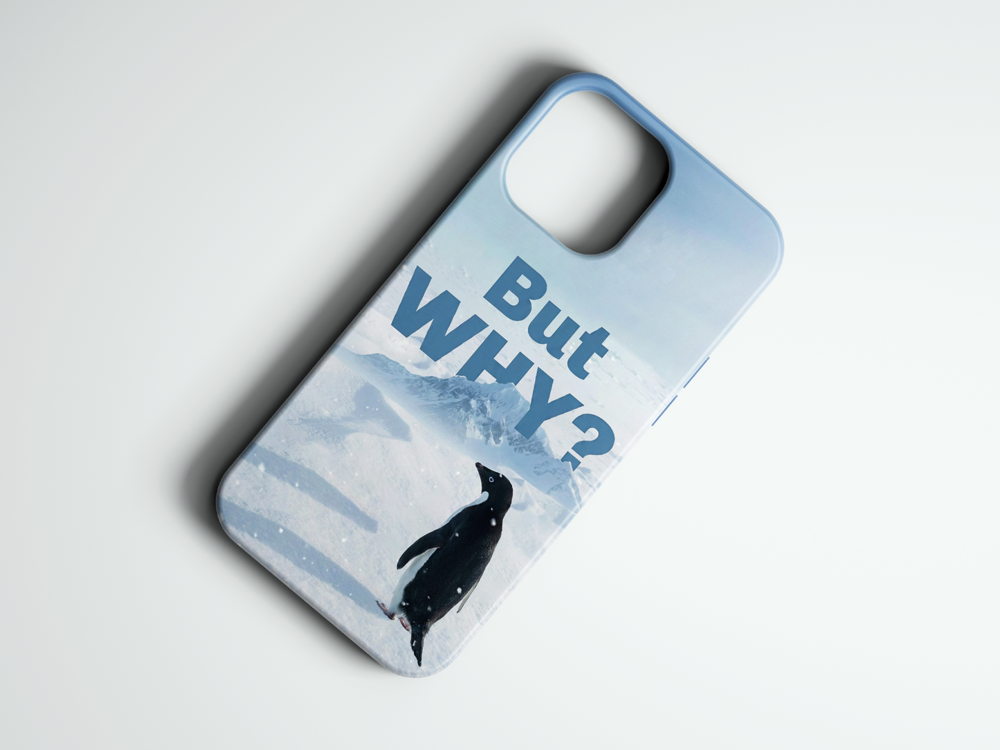 Penguenli, 'But WHY?' yazılı, komik telefon kılıfı tasarımı