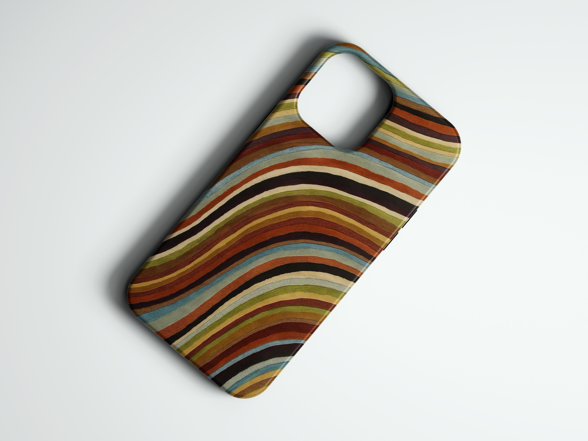 Retro Swirl kahve turuncu retro dalga desenli telefon kılıfı