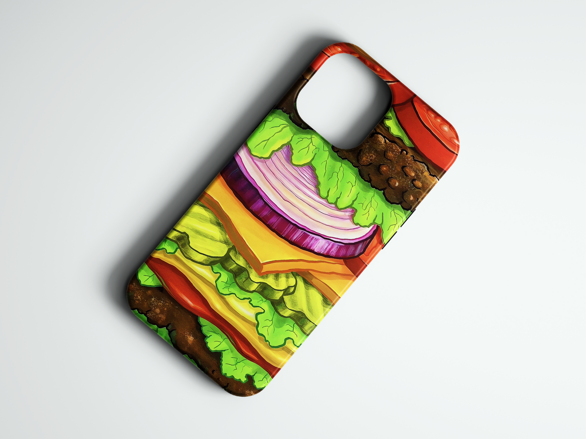 Big Burger illüstrasyon baskılı telefon kılıfı