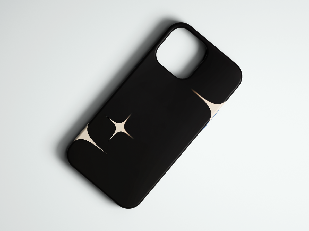 Black Sparkle yıldız desenli telefon kılıfı
