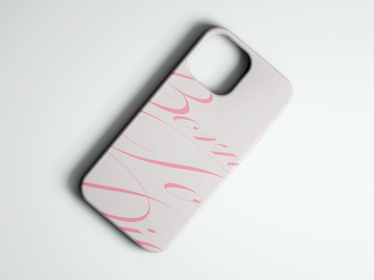 Born Script beyaz zemin pembe yazı yazılı telefon kılıfı