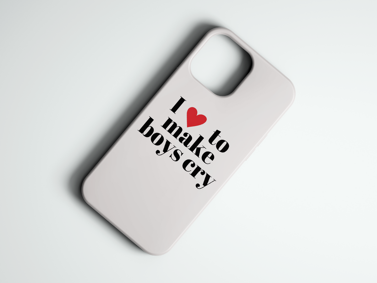 Boys Cry beyaz yazılı telefon kılıfı