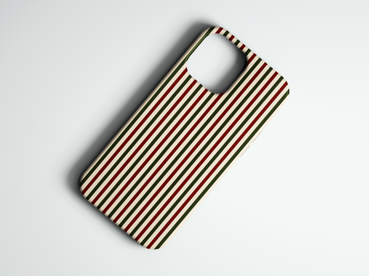 Candy Stripe kırmızı yeşil çizgili telefon kılıfı