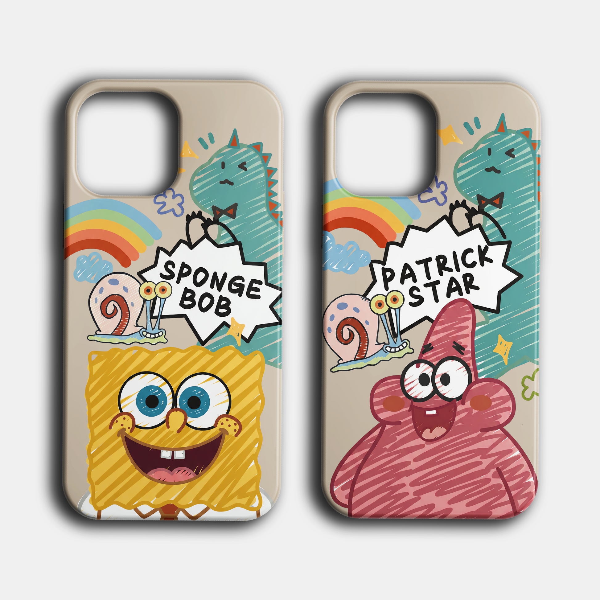 Sünger Bob ve Patrick desenli, renkli, sevimli telefon kılıfları, karikatürlü tasarım.