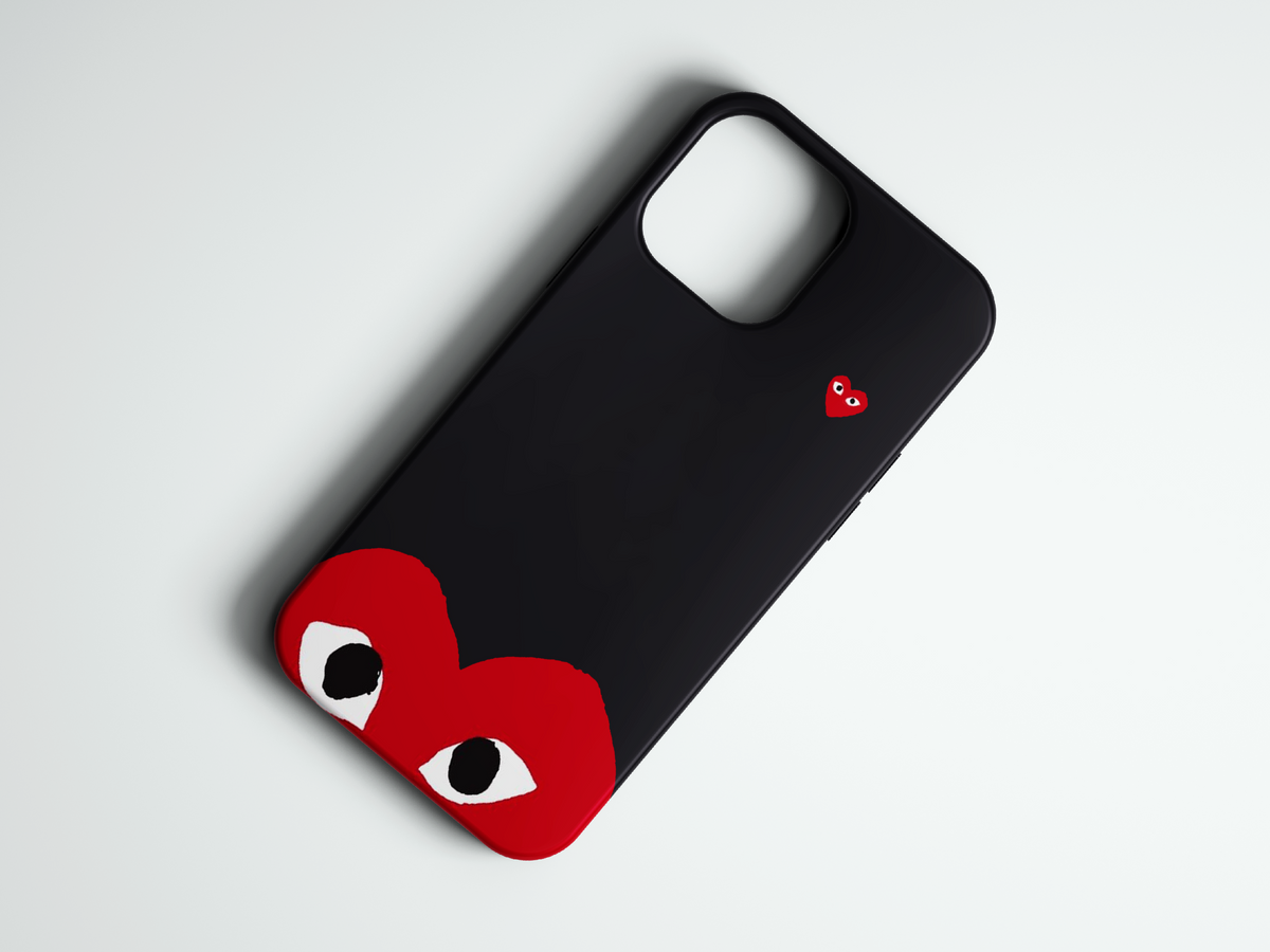 CDG Heart kalp desenli telefon kılıfı