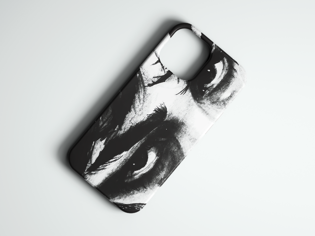 Dark Gaze siyah beyaz baskılı telefon kılıfı