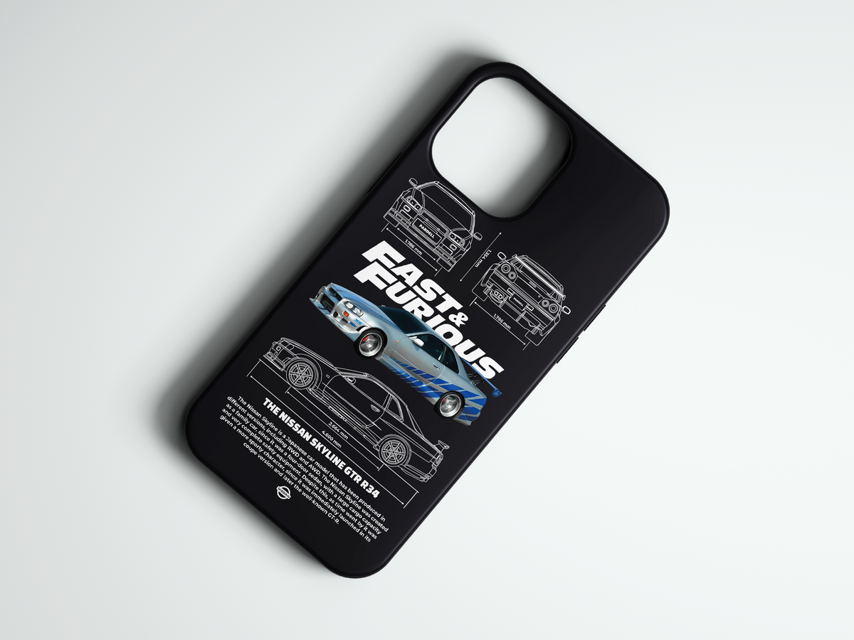 Fast Furious mavi araba baskılı telefon kılıfı