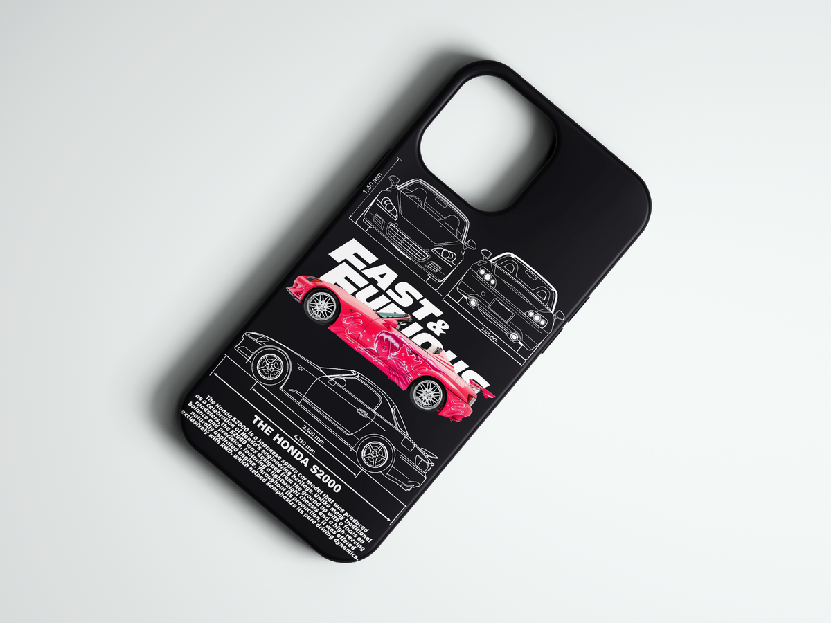 Fast Furious pembe araba baskılı telefon kılıfı