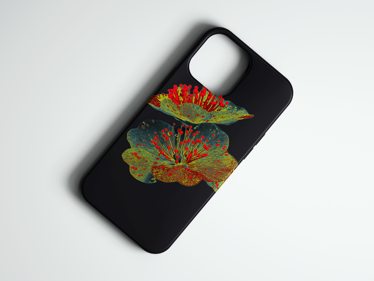 Fire Bloom çiçek desenli telefon kılıfı