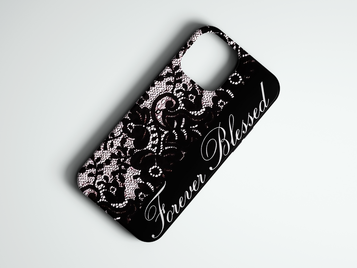 Forever Blessed dantel desenli telefon kılıfı