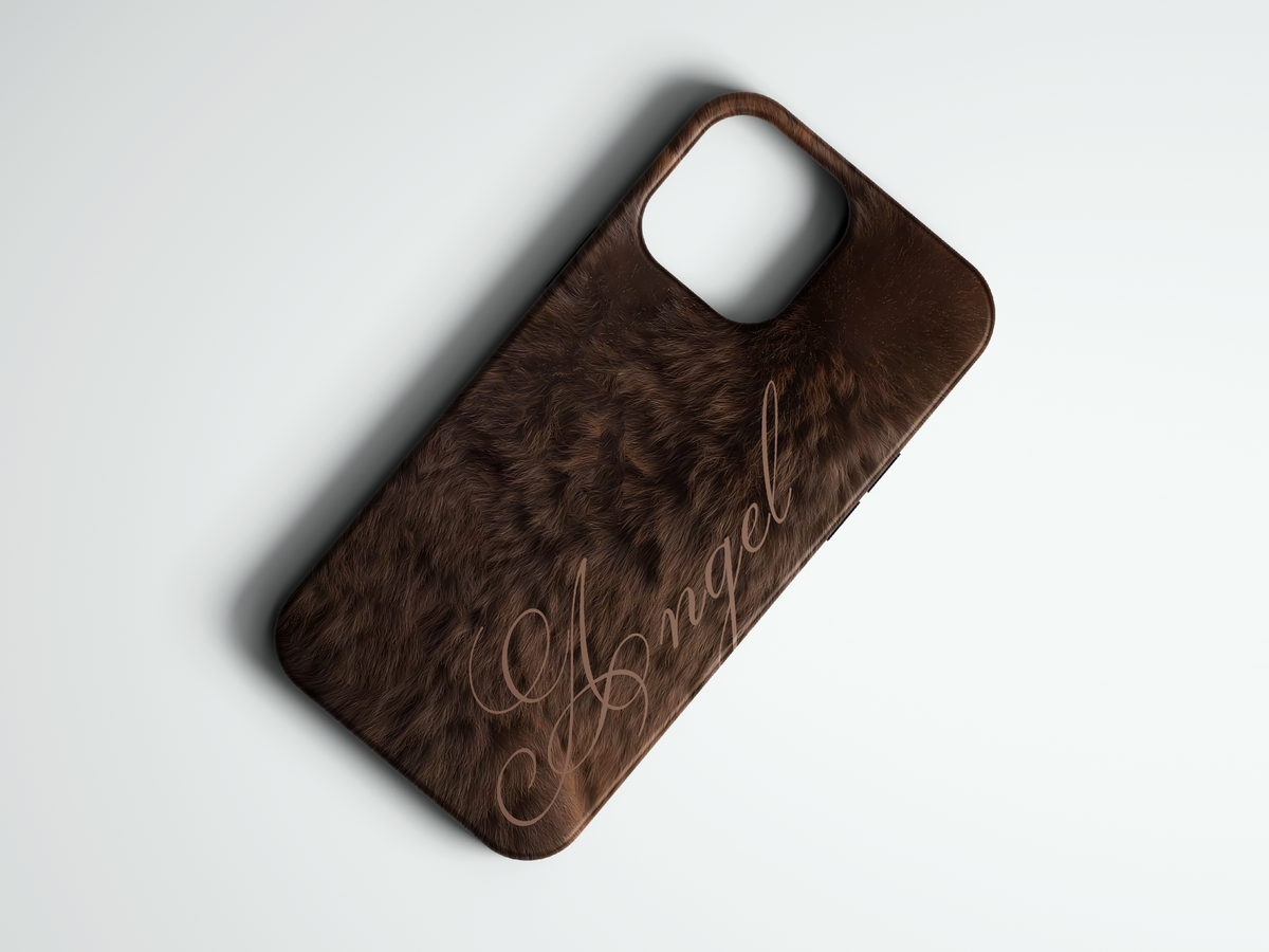 Fur Angel kahverengi kürk desenli telefon kılıfı