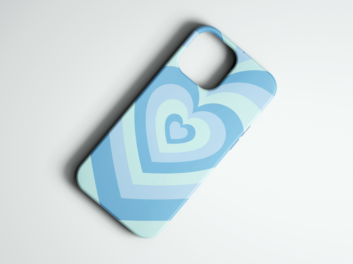 Heart Echo mavi kalp desenli telefon kılıfı