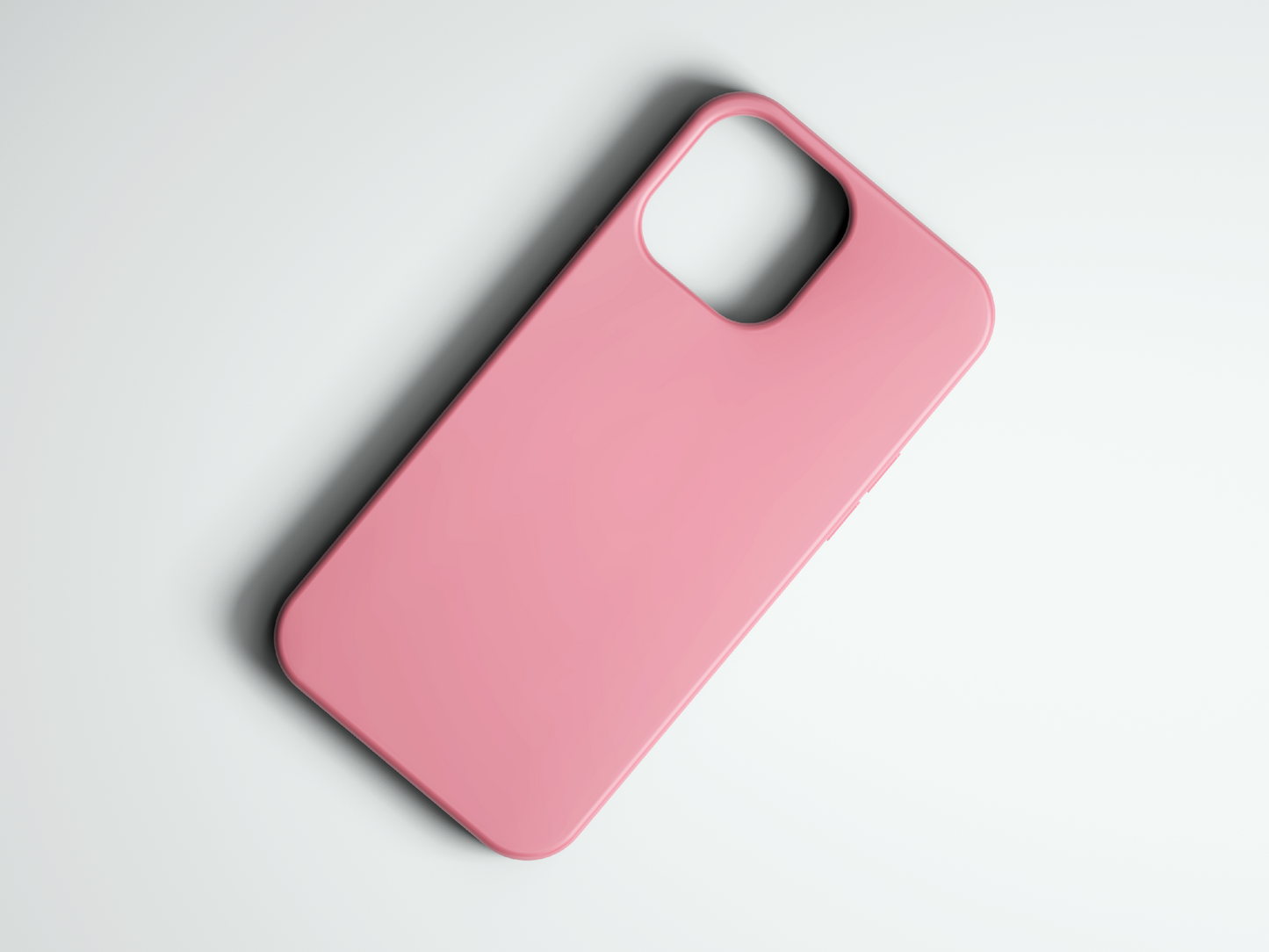 Açık pembe renkli telefon kılıfı, sade tasarım, arka kapak