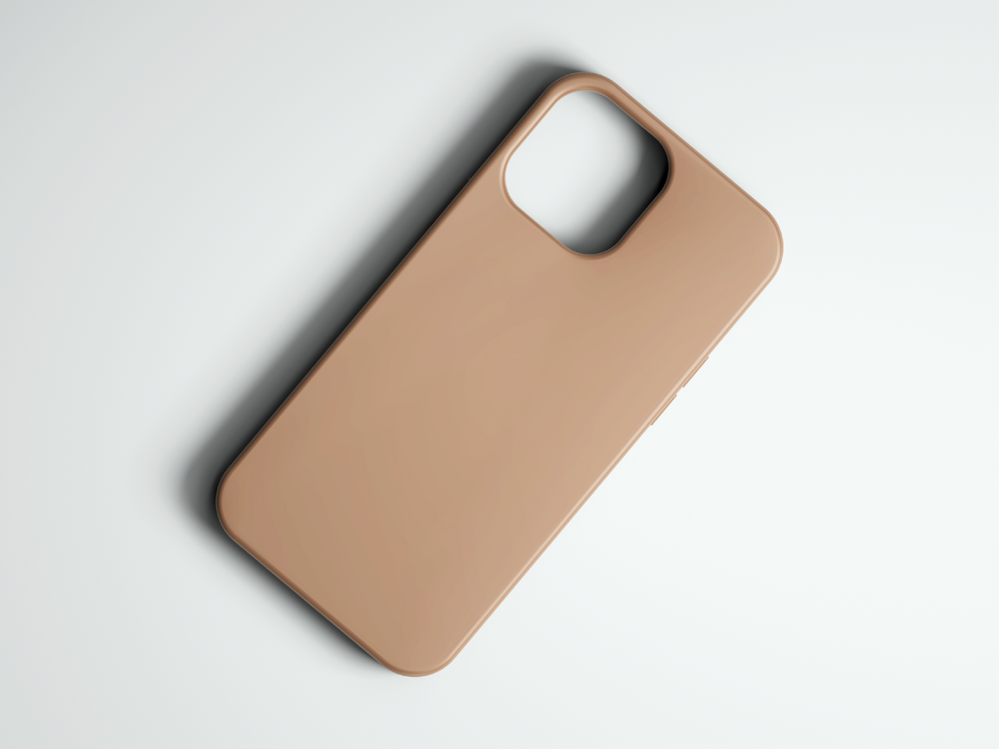 Minimalist tasarımlı bej telefon kılıfı, sade arka yüzey ve büyük kamera kesimi