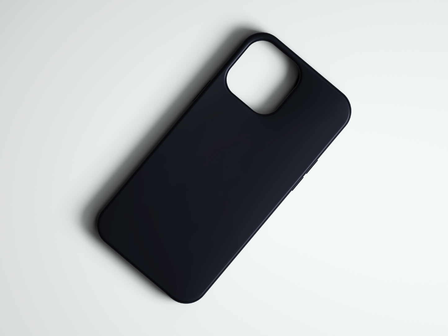 Siyah telefon kılıfı, minimalist ve şık tasarım, beyaz arka planda