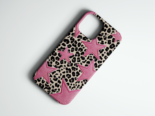 Leopard Stars bej leopar desenli telefon kılıfı