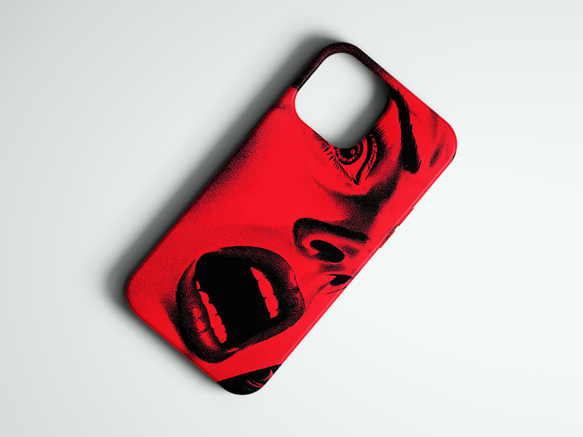Red Scream portre baskılı telefon kılıfı