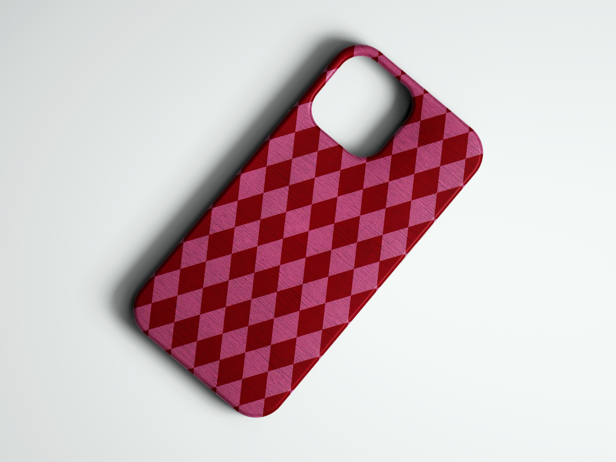 Ruby Argyle bordo baklava desenli telefon kılıfı