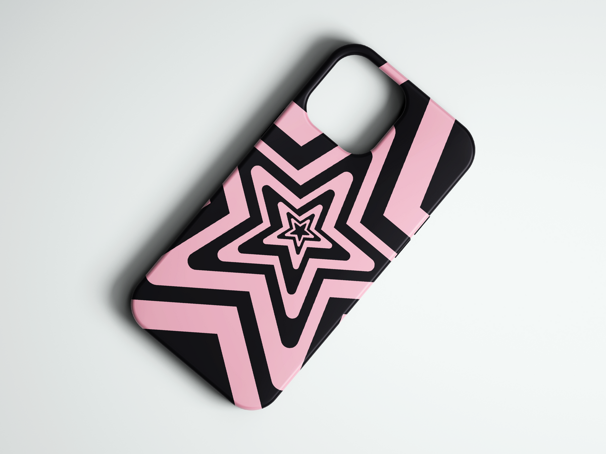 Star Burst pembe yıldız desenli telefon kılıfı