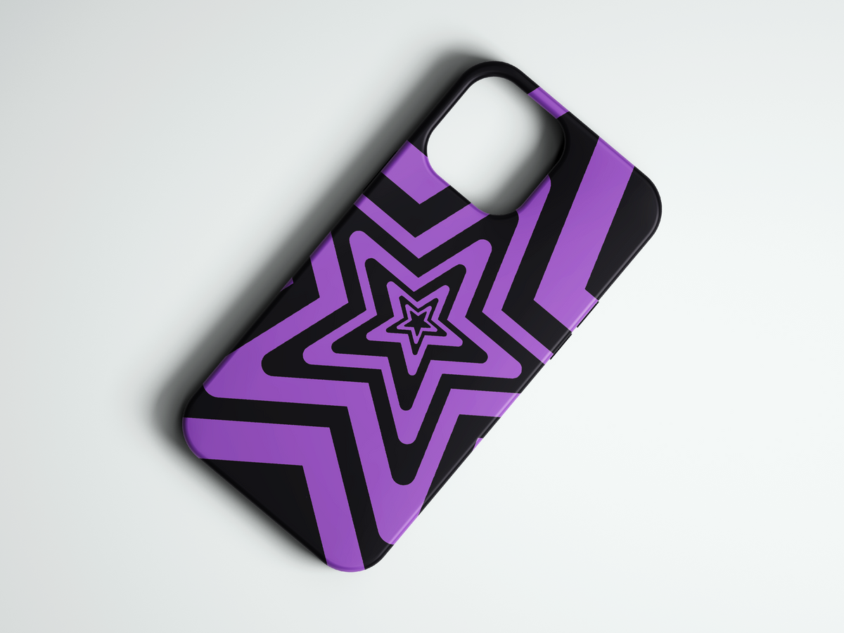Star Burst mor yıldız desenli telefon kılıfı