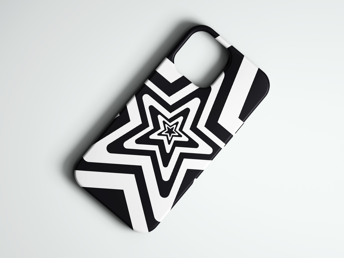 Star Burst beyaz yıldız desenli telefon kılıfı