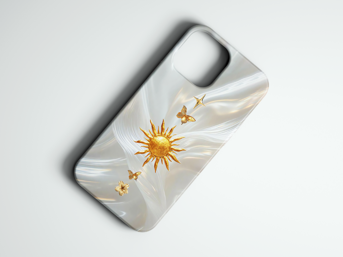 Sun Charm beyaz güneş desenli telefon kılıfı