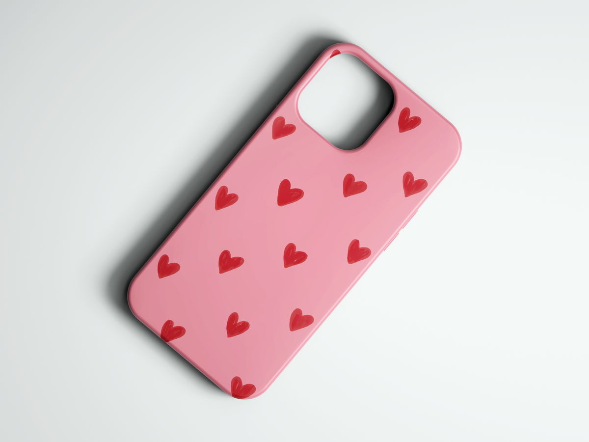 Sweet Hearts pembe kalp desenli telefon kılıfı