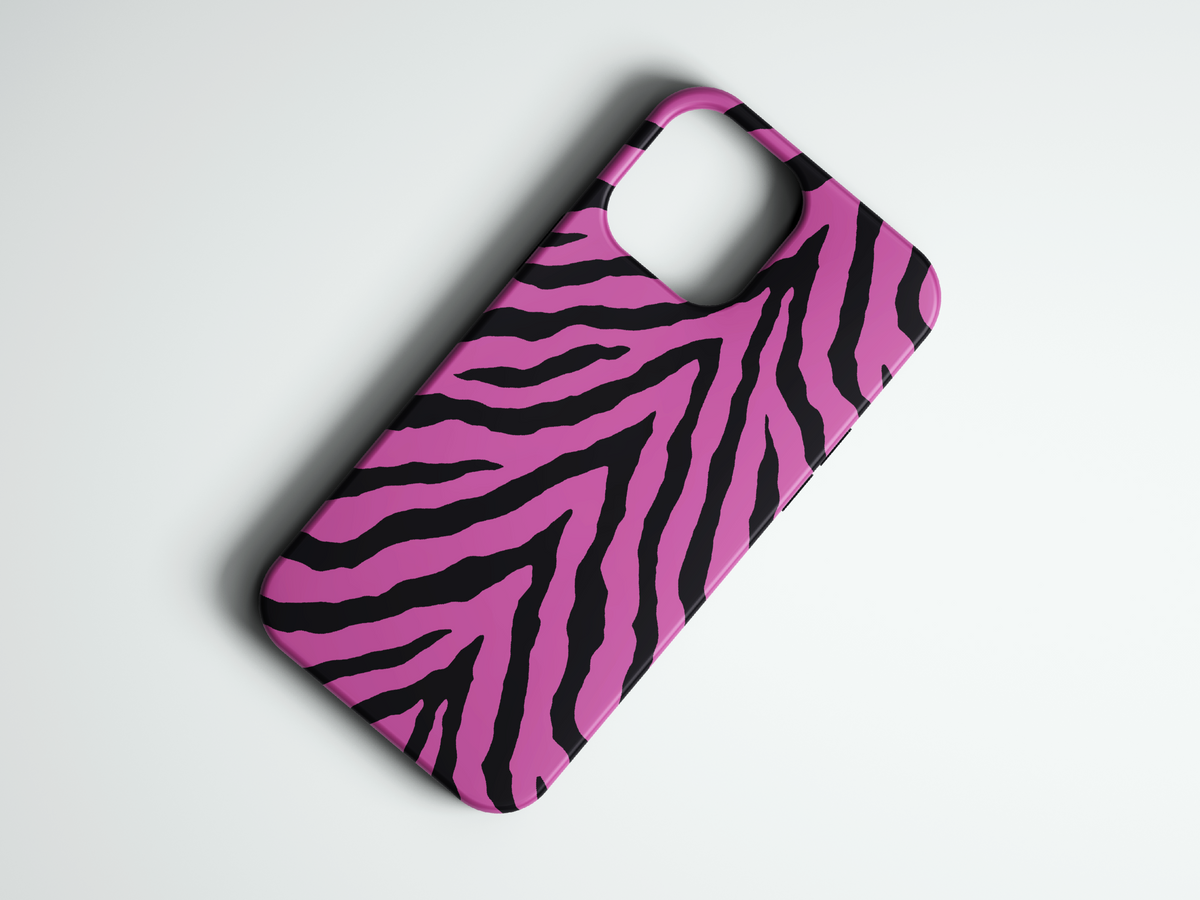 Zebra Wave pembe zebra desenli telefon kılıfı